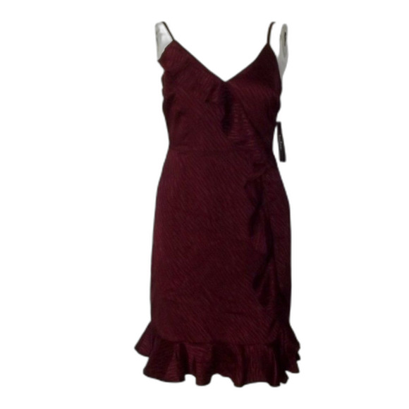 new LULUS Dress, S, Hewitt, Jacquard Zebra stripe, Spag Straps, Ruffle Hem Satin - Picture 10 of 15